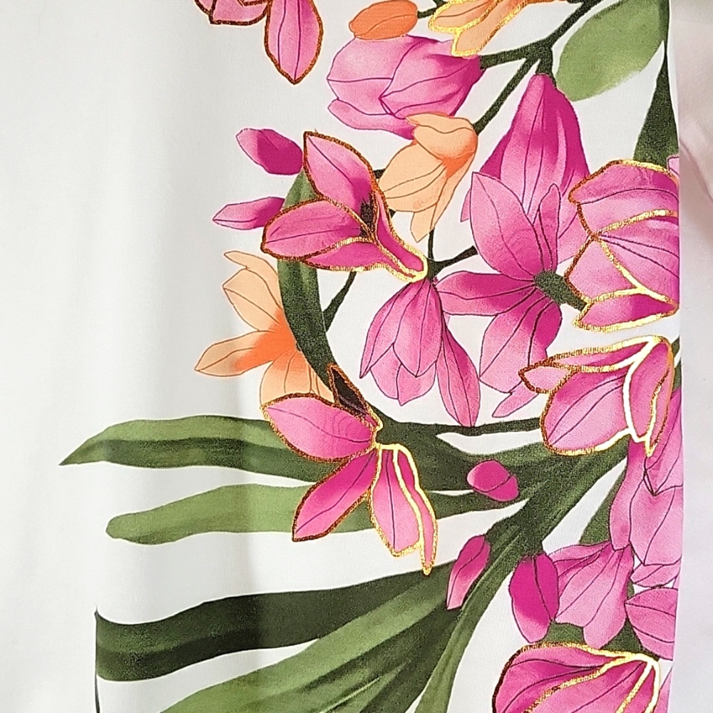 CHICO'S Floral 3/4 Sleeve Tee Size Chico's 1 - Picture 5 of 10